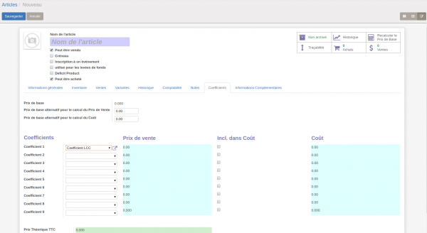 Appliquer le coefficient de base à un article